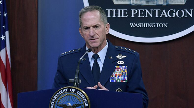 Air Force Chief of Staff Gen. David L. Goldfein conducts a press briefing with the Pentagon Press Corps to address Air Force response efforts for COVID-19 at the Pentagon, Arlington, Va., March 18. (U.S. Air Force photo/Wayne Clark)