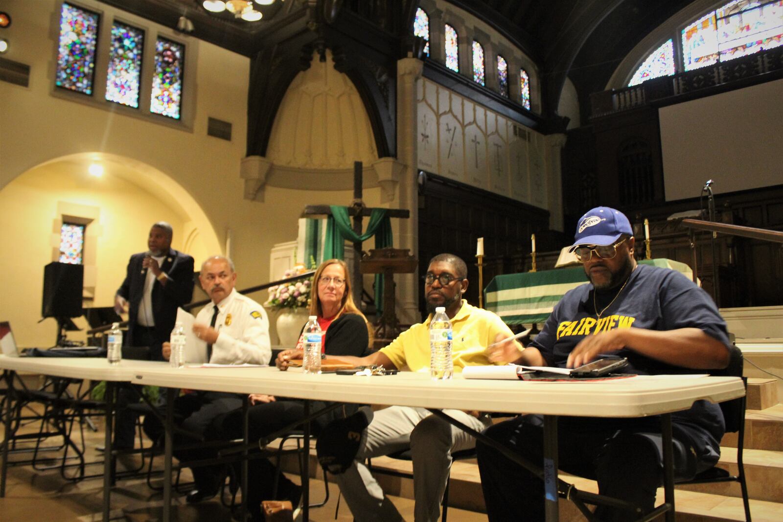 The Dayton Unit of the NAACP hosted a town hall focused on gun violence on Monday, June 26, 2023. Guest panelists included Dayton police Chief Kamran Afzal, Susan Lane, with Moms Demand Action, Marlon Shackleford, a community activist and Julius Beckham, a psychologist. Also pictured is Derrick Foward, president of the Dayton Unit NAACP. CORNELIUS FROLIK / STAFF
