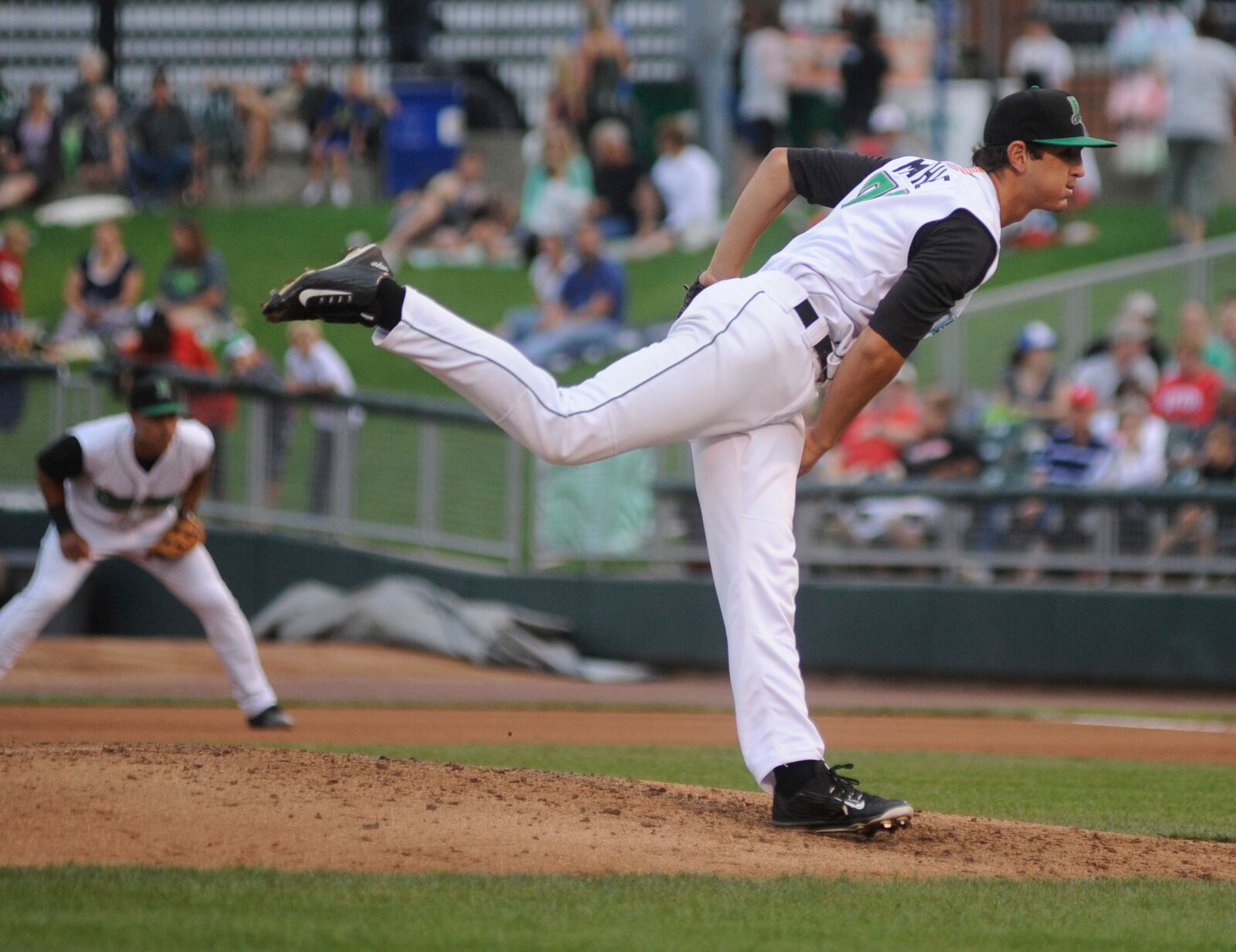 Dragons starting pitcher Tyler Mahle delivers. The Dragons defeated the visiting Bowling Green Hot Rods (Rays) at Dayton’s Fifth Third Field on Thursday, July 9, 2015. MARC PENDLETON / STAFF