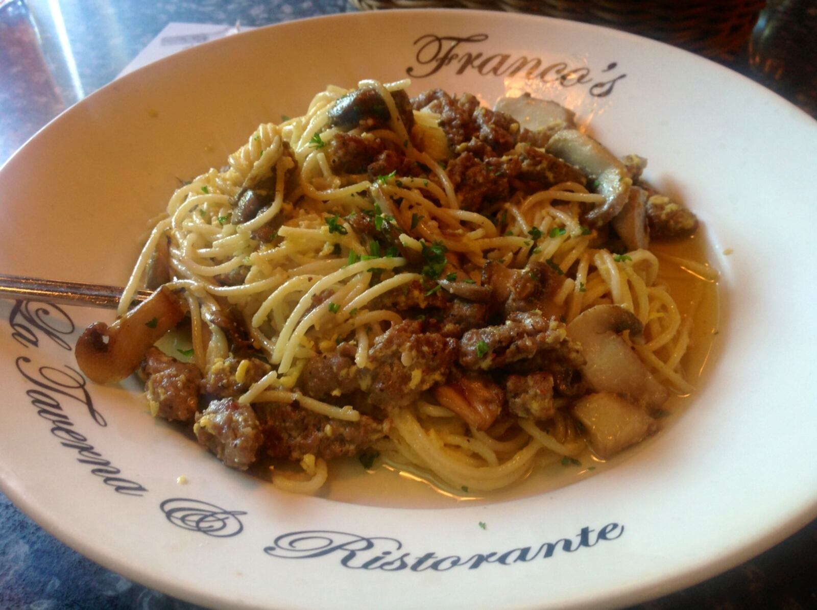 Franco’s “World Famous” Spaghetti from Franco’s Ristorante Italiano in Dayton’s Historic Oregon District. The classic Dayton dish was created by restaurant owner Franco Germano. (Staff photo by Amelia Robinson)