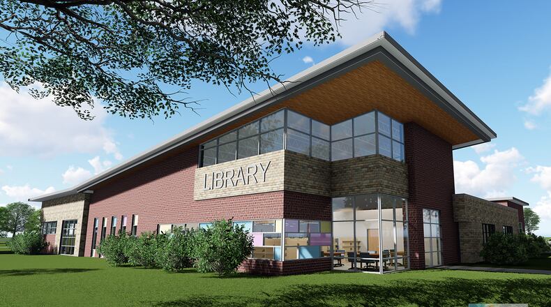 This rendering represents what the West Carrollton branch of the Dayton Metro Library will look like after a planned expansion that will require the branch to close Sept. 2. CONTRIBUTED ILLUSTRATION
