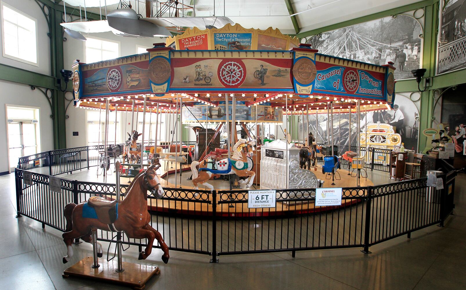 The Carousel of Dayton Innovation, at Carillon Historical Park, is a whimsical ride made of 32 hand-carved figures from the Gem City’s history.