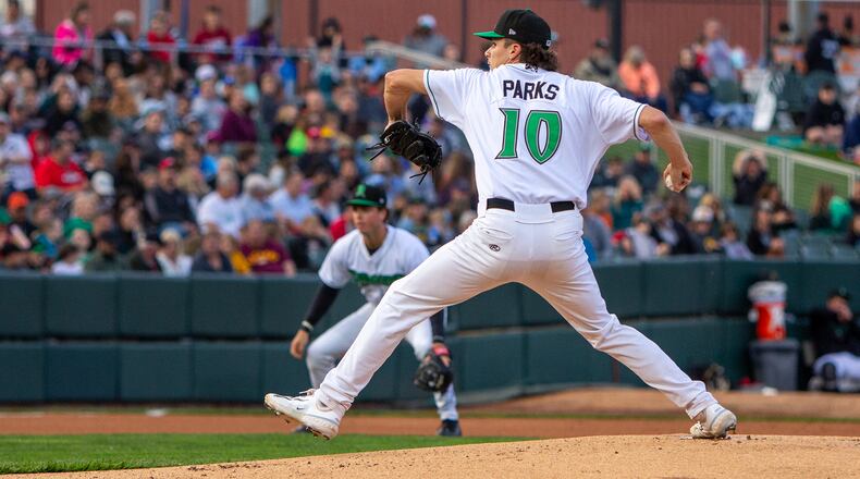 Dayton starter Hunter Parks fires a pitch earlier this season. CONTRIBUTED/Jeff Gilbert