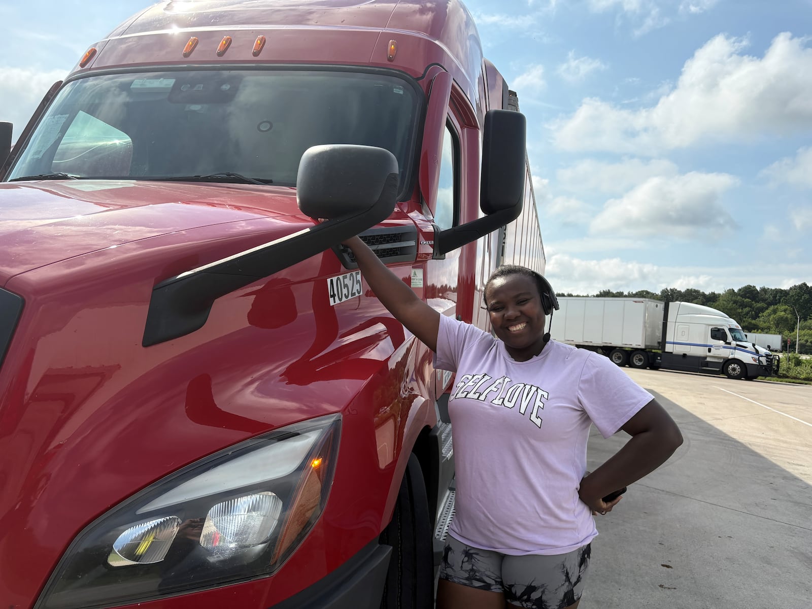 Yena Nooe's truck route brings her through Ohio about three or four times a week. During a stop Tuesday, July 29, 2025, at the Interstate 71 South rest stop in Warren County, Nooe said she's appreciative of Ohio Gov. Mike DeWine's initiative to expand commercial truck parking spaces by at least 1,400 across the state. JEN BALDUF/STAFF