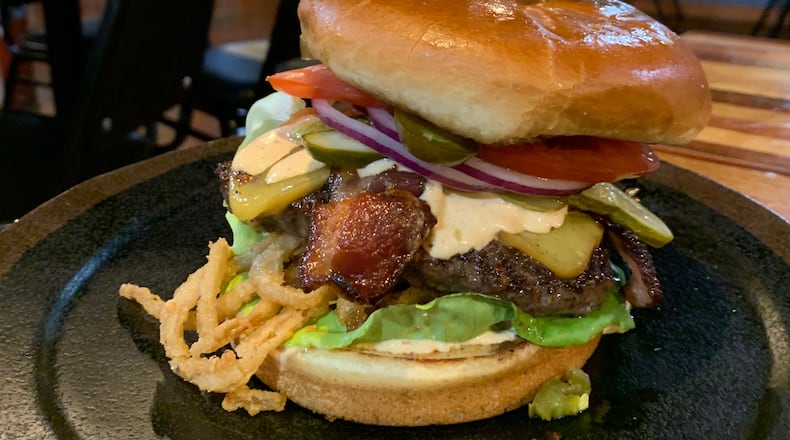 The Haystack hamburger at 571 Grill and Draft House. ALEXIS LARSEN/CONTRIBUTED