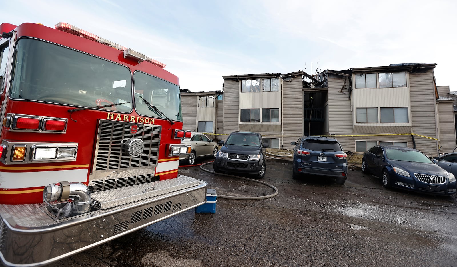 Fire at Meadows of Catalpa in Harrison Township, Friday morning, Feb. 7, 2025. MARSHALL GORBY\STAFF