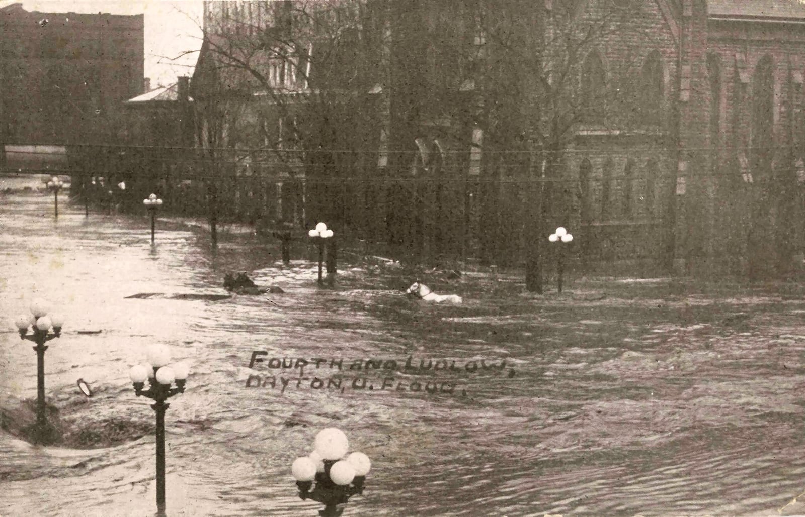 1913 USA fire damage during Dayton Ohio flood photo postcard 1913 USA fire damage during Dayton Ohio flood photo postcard