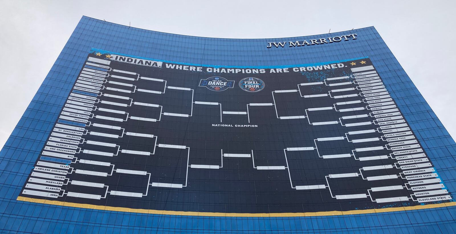 The JW Marriott hotel housing NCAA tournament teams in Indianapolis is pictured on March 17, 2021. David Jablonski/Staff