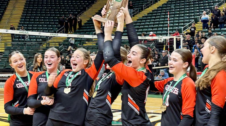Coldwater beat Marion Pleasant to capture its first volleyball state championship Saturday at Wright State University's Nutter Center. Debbie Juniewicz/CONTRIBUTED