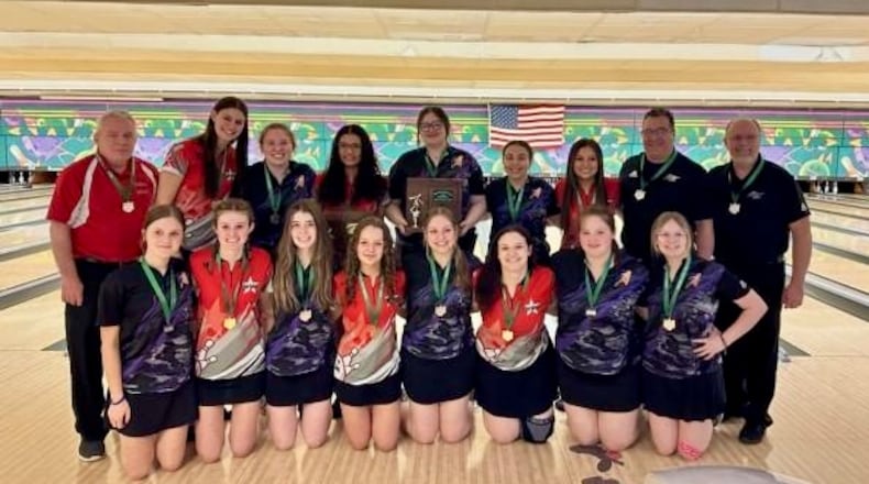 Friends and rivals - the Troy and Butler girls bowling teams are both statebound this season - CONTRIBUTED