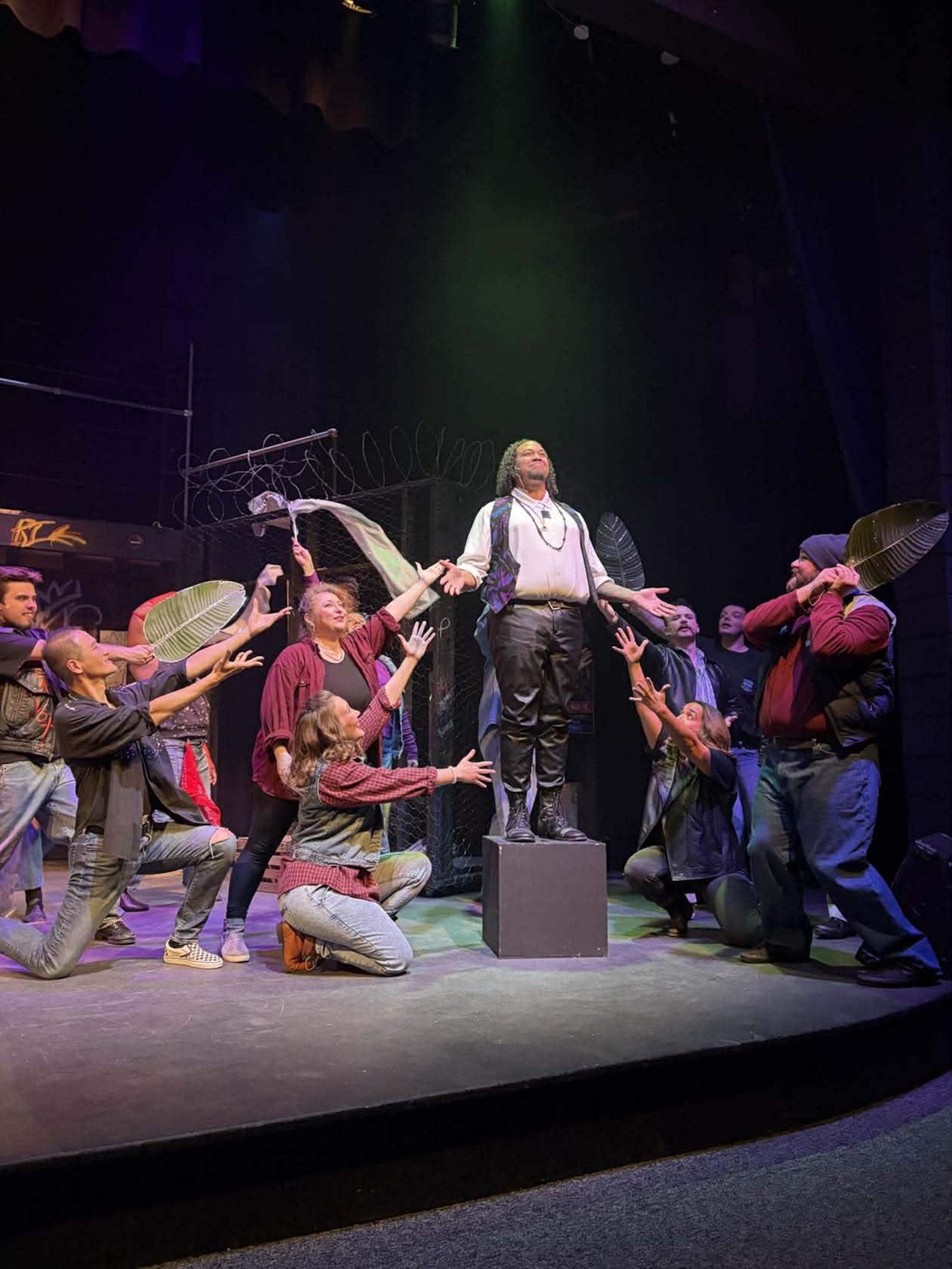 Rusty Paquay (Jesus) and cast of Dayton Playhouse's production of "Jesus Christ Superstar." Photo by Shanna Camacho