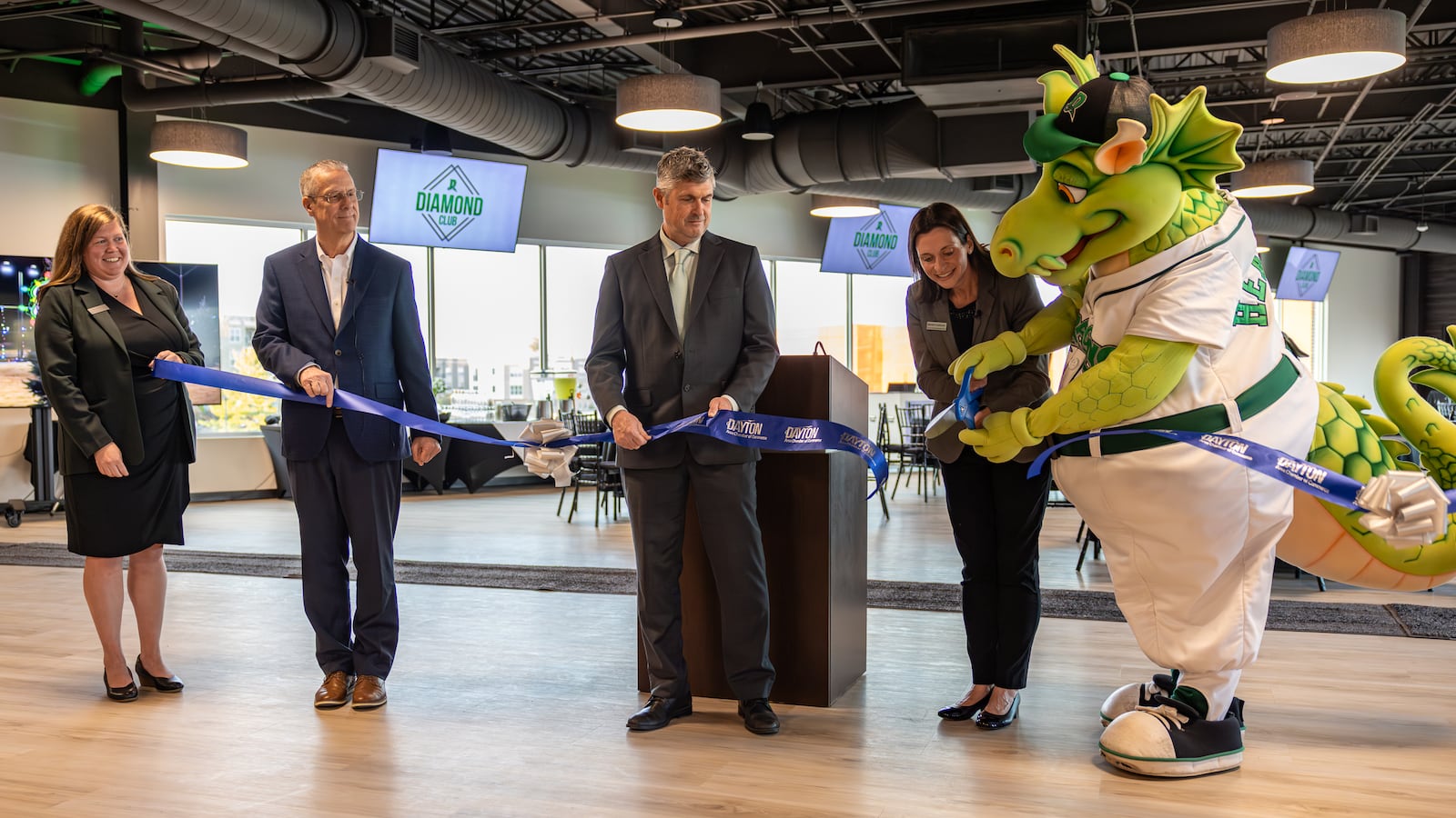 The Dayton Dragons held a ribbon cutting ceremony and open house on Wednesday, Nov. 5 for the Diamond Club at Day Air Ballpark. The 5,000-square-foot venue can seat 75 to 200 guests. The organization is using the venue as a year-round event center for weddings, celebrations and business gatherings. BRYANT BILLING/STAFF