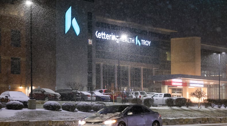 A car waits at an intersection on West Main Street in Troy near Kettering Health on Saturday, Jan. 24. BRYANT BILLING/STAFF