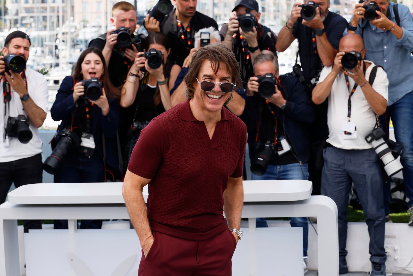 Tom Cruise poses for photographers during the photo call for the film 'Mission: Impossible – The Final Reckoning' at the 78th international film festival, Cannes, southern France, Wednesday, May 14, 2025. (Photo by Joel C Ryan/Invision/AP)