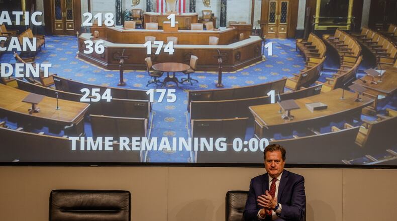 Congressman Mike Turner speaks to Delphi salaried retirees last September at Sinclair Community College who have been trying for over a decade to recover their lost retirement. JIM NOELKER/STAFF