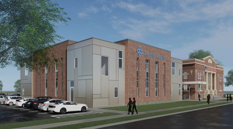 A rendering of the new Premier Health building that would go in near the University of Dayton. Contributed.