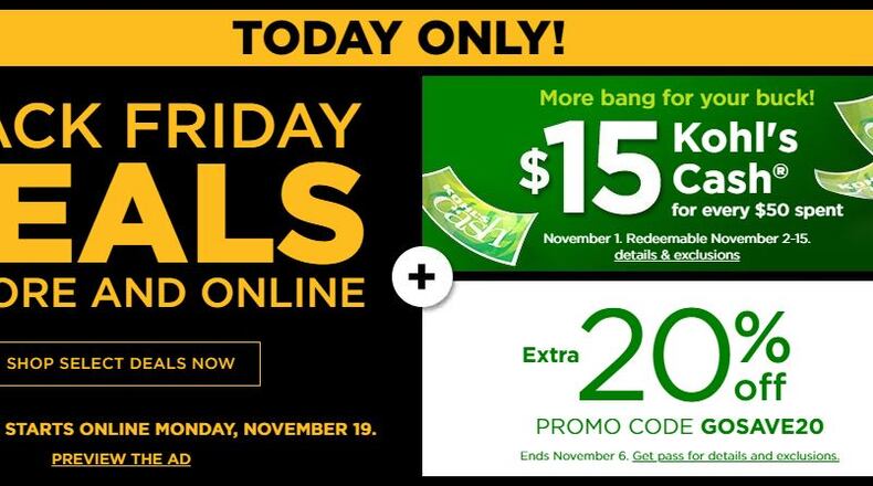 Kohl’s is hosting a pre-Black Friday sale with select items available online today only.
