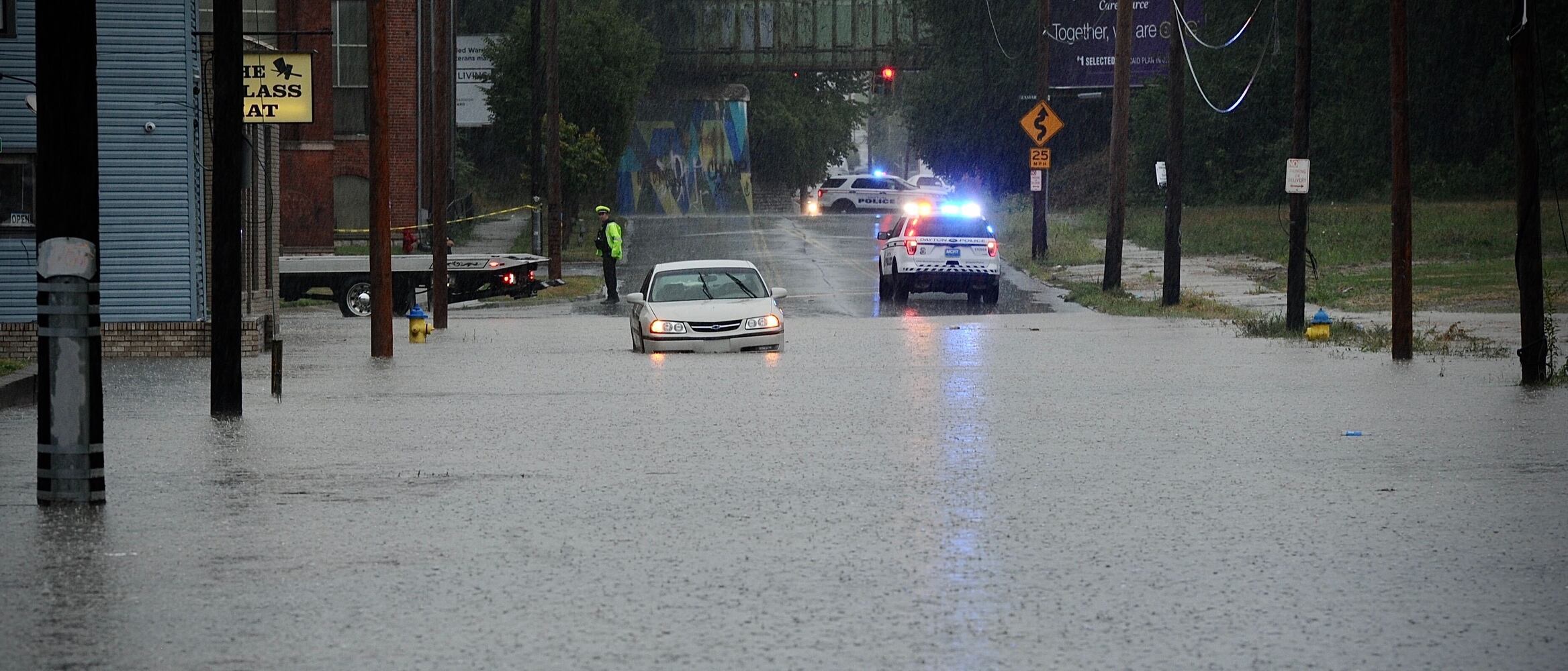 Car stuck in high water in Dayton