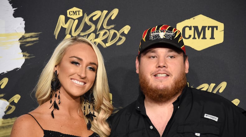NASHVILLE, TN - JUNE 06: Luke Combs (R) and Nicole Hocking attend the 2018 CMT Music Awards at Bridgestone Arena on June 6, 2018 in Nashville, Tennessee. (Photo by Mike Coppola/Getty Images for CMT)