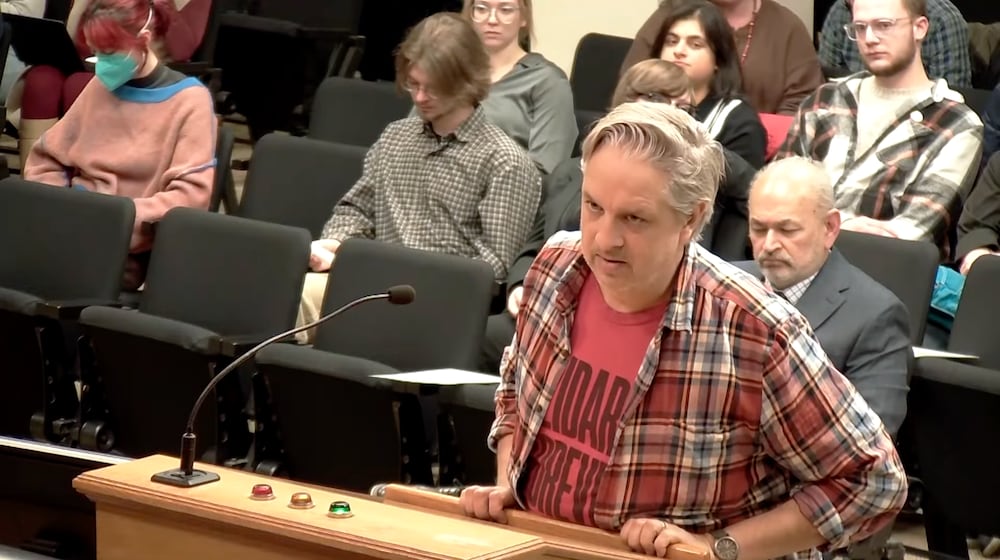 Dayton resident Joseph Abrams addressed city commissioners about the downtown security work group. PHOTO COURTESY DAYTON