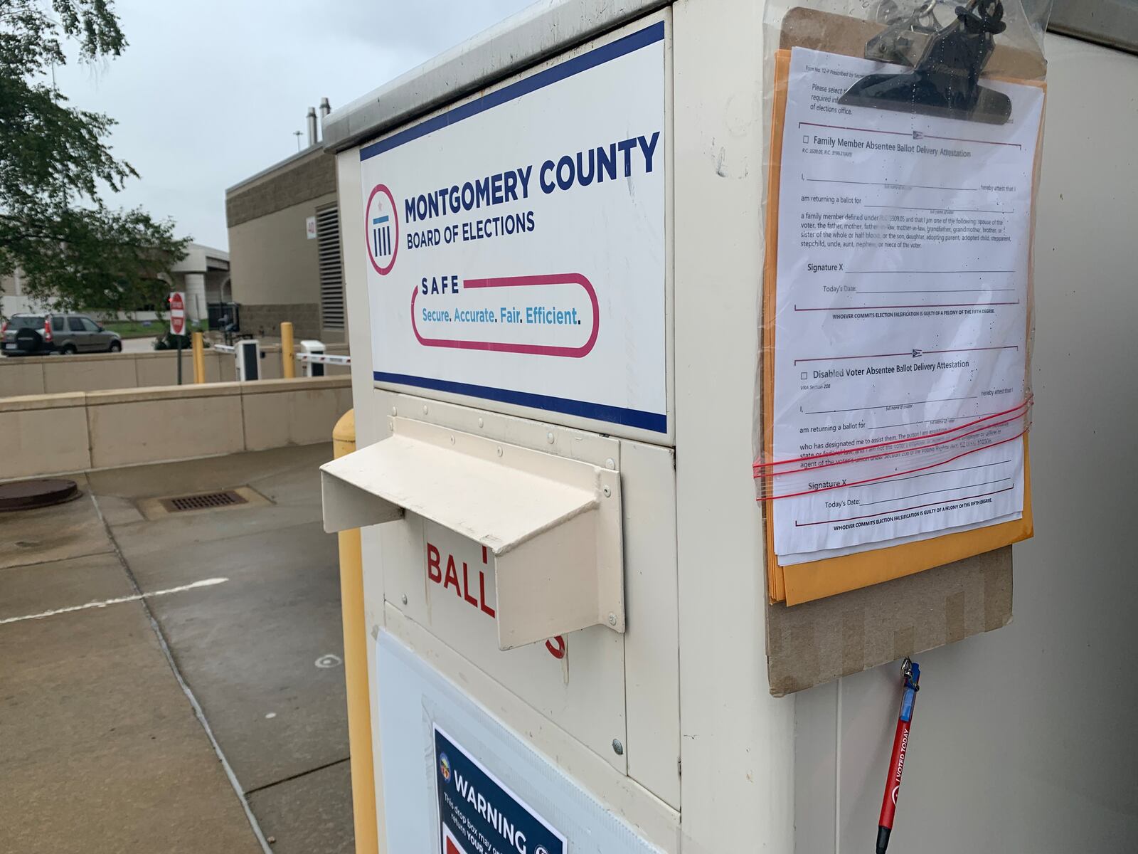 Attestation forms are located at the Montgomery County Board of Elections drop box. JOSHUA SWEIGART/STAFF