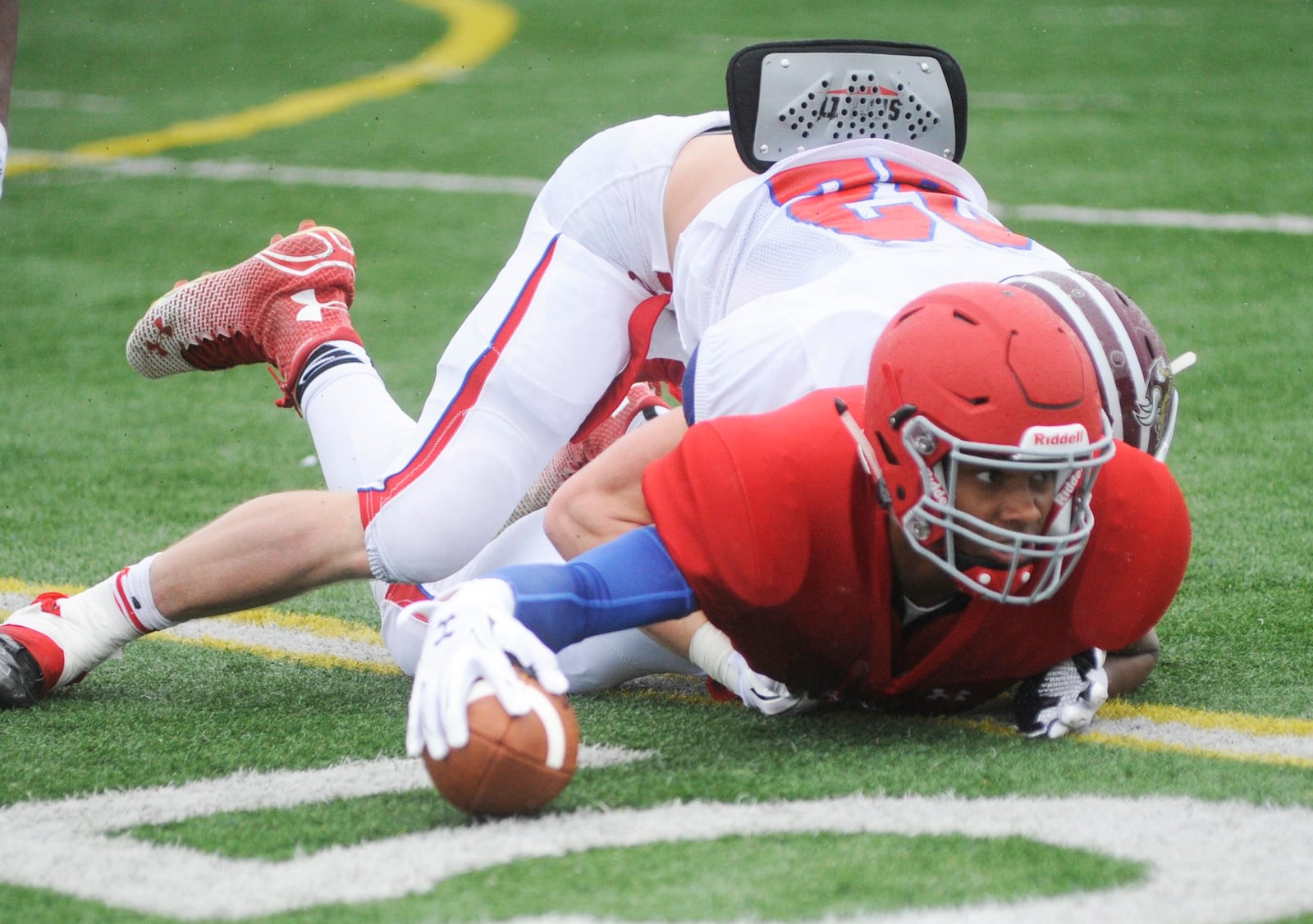 South receiver Drew Ogletree (Northridge) had five catches in the Ohio North-South All-Star Classic high school football small-schools game at Welcome Stadium on Saturday, April 30, 2016. MARC PENDLETON / STAFF