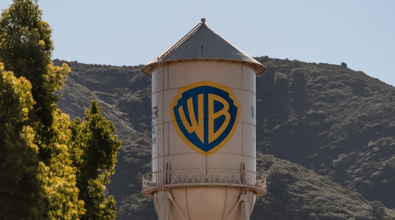 FILE - The Warner Bros. water tower is seen at Warner Bros. Studios in Burbank, Calif., Dec. 5, 2025. (AP Photo/Jae C. Hong, File)