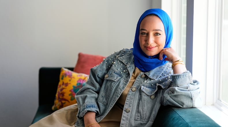 FILE - Hoda Abrahim, founder and CEO of, "Love, Inshallah," a matchmaker featured on the series, "Muslim Matchmaker," on Hulu, appears in her home on Aug. 11, 2025, in Conroe, Texas. (AP Photo/Ashley Landis, File)