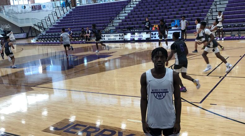 Tywan Hall, a senior on the Middletown High School basketball team, is thankful for the donations from the community after his mother died on Dec. 18. RICK McCRABB/STAFF