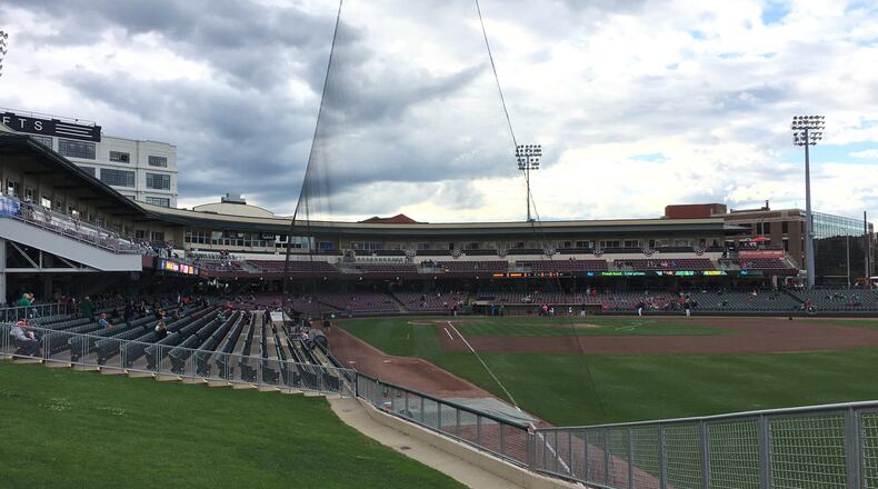 A shot of the extended netting at Fifth Third Field, home of the Dragons in Dayton.