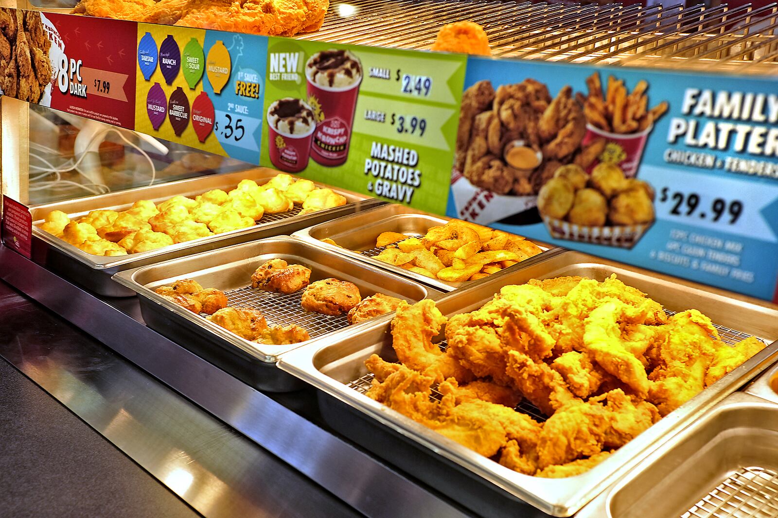 Food at Krispy Krunchy Chicken. Bill Lackey/Staff