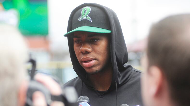 Hunter Greene, the Reds’ No. 1 draft pick last year, will begin the 2018 season with the Class A minor-league Dayton Dragons. MARC PENDLETON / STAFF