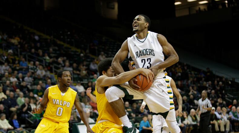 January 22, 2015: The NCAA Basketball game between the Valparaiso Crusaders and the Wright State Raiders at the Nutter Center in Fairborn, Ohio.