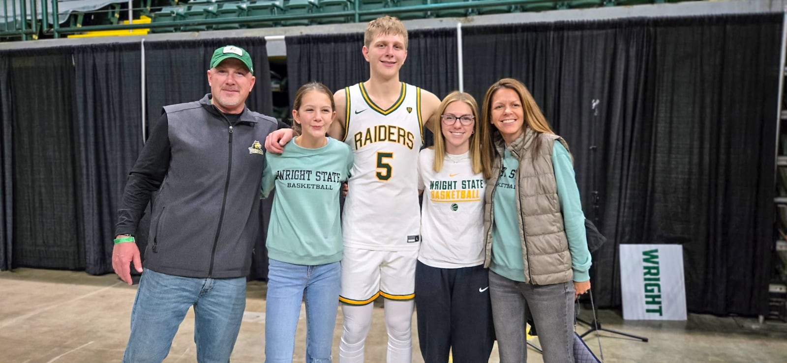 Alex Bruskotter is flanked (left to right) by his dad Aaron, sister Becca, sister Peyton and mom Krista. CONTRIBUTED PHOTO