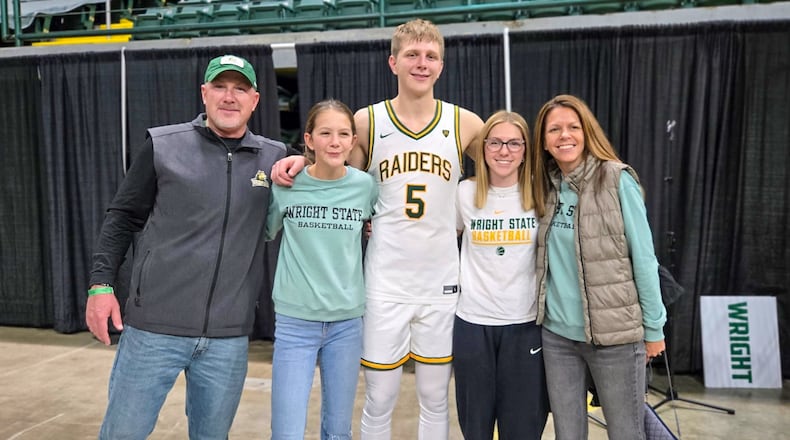 Alex Bruskotter is flanked (left to right) by his dad Aaron, sister Becca, sister Peyton and mom Krista. CONTRIBUTED PHOTO