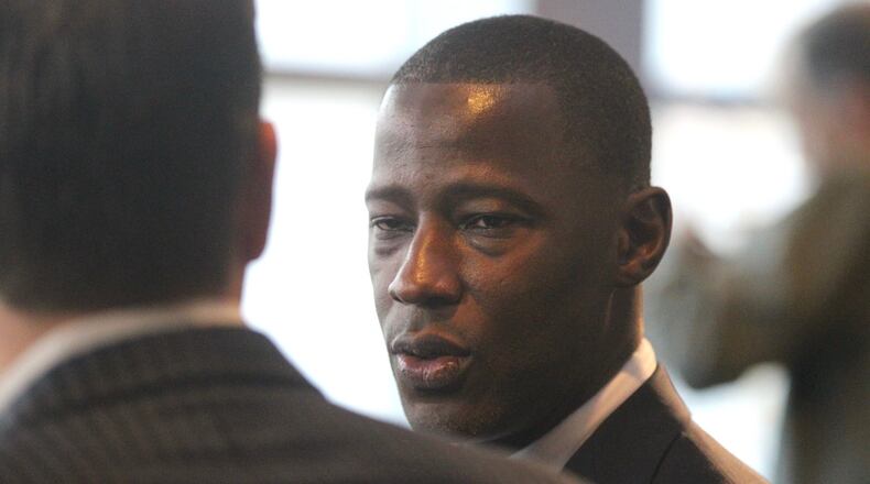 Dayton coach Anthony Grant speaks at Atlantic 10 Media Day on Tuesday, Oct. 17, 2017, at the Capital One Center in Washington, D.C. David Jablonski/Staff
