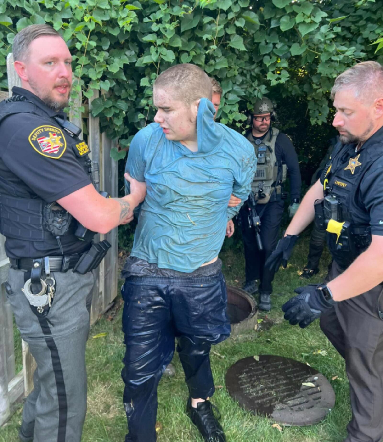 Crews arrested Trevor Walker following a police chase that started in Springboro and ended in Washington Twp. on Monday, Aug. 11, 2025. Walker was reportedly missing out of Kentucky for a stealing a vehicle and being connected to a home invasion. Photo courtesy the Montgomery County Sheriff's Office.