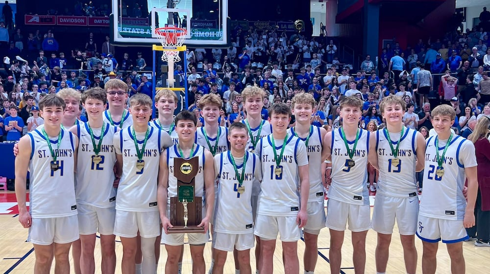 The Delphos St. John's boys basketball won the Division VII state tournament at UD Arena on Saturday, March 21, 2026. OHSAA