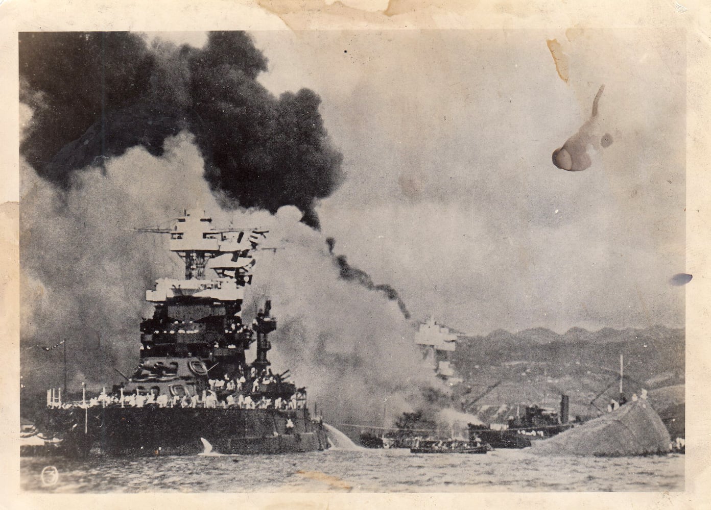 Pearl Harbor photographed moments after attack