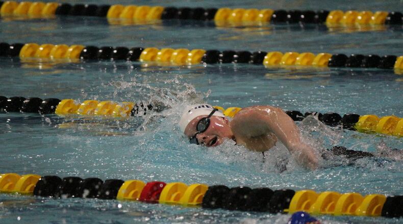 One of the more anticipated district swimming races is the 500 free with top-seeded senior Margaret Berning (pictured) of Fairmont and No. 2 Nicola Lane, a sophomore from Centerville. Berning’s time of 5 minutes, 1.48 seconds edged Lane’s effort by .87 seconds at sectionals.