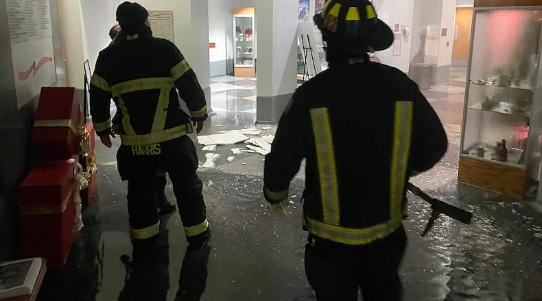 The Hamilton Fire Dept. responded to the Fitton Center for Creative Arts on Monument Avenue Saturday, Dec. 24, 2022 after a burst pipe caused a flood and sounded an alarm there. CONTRIBUTED