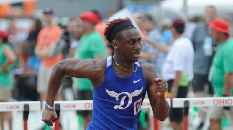 Dunbar senior Jalani Allen posted the best D-II finals qualifying times in the 110 high hurdles and 100. MARC PENDLETON / STAFF