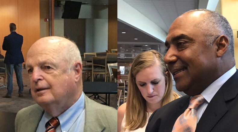 Bengals owner Mike Brown (left) and coach Marvin Lewis met with the media Tuesday at Paul Brown Stadium (Photo: Marcus Hartman/CMG Ohio)