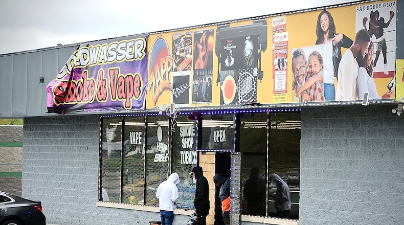 Trotwood police served a search warrant at Best Buds Depot on Salem Avenue on Wednesday, April 24, 2024, as part of an investigation into illegal marijuana sales. MARSHALL GORBY/STAFF