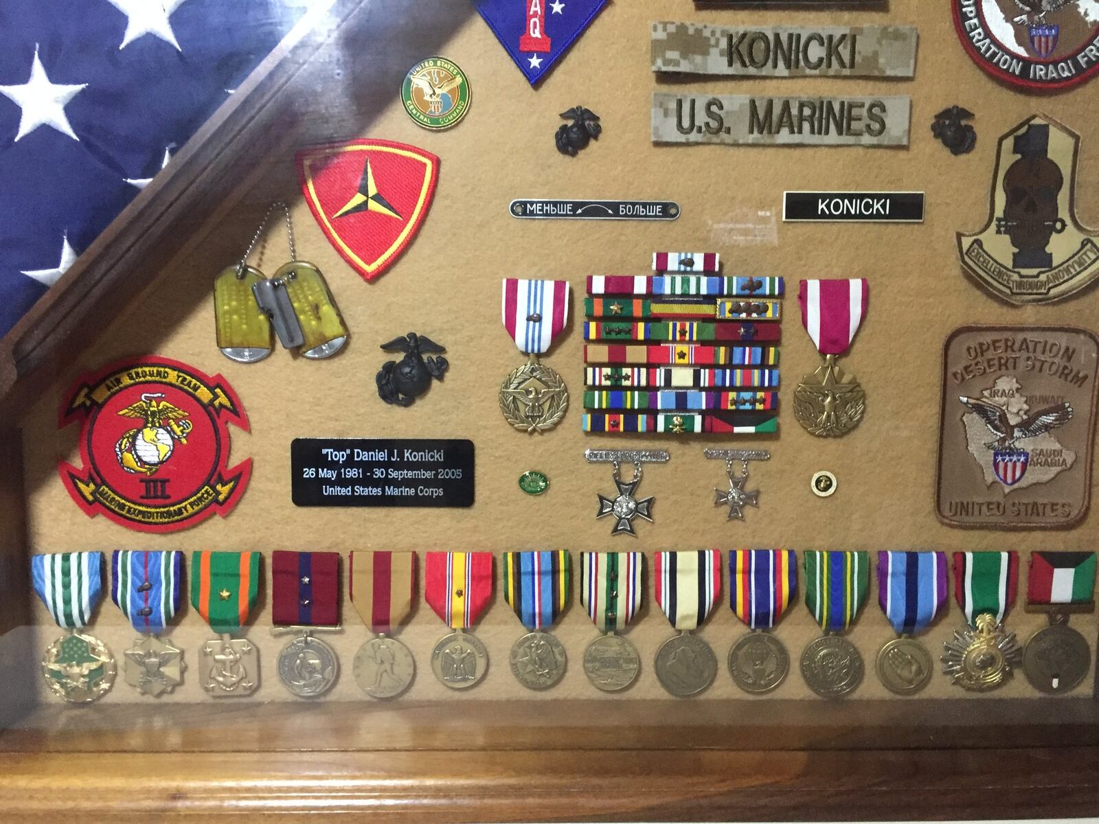 Daniel Konicki’s shadow box of ribbons and medals. CONTRIBUTED.