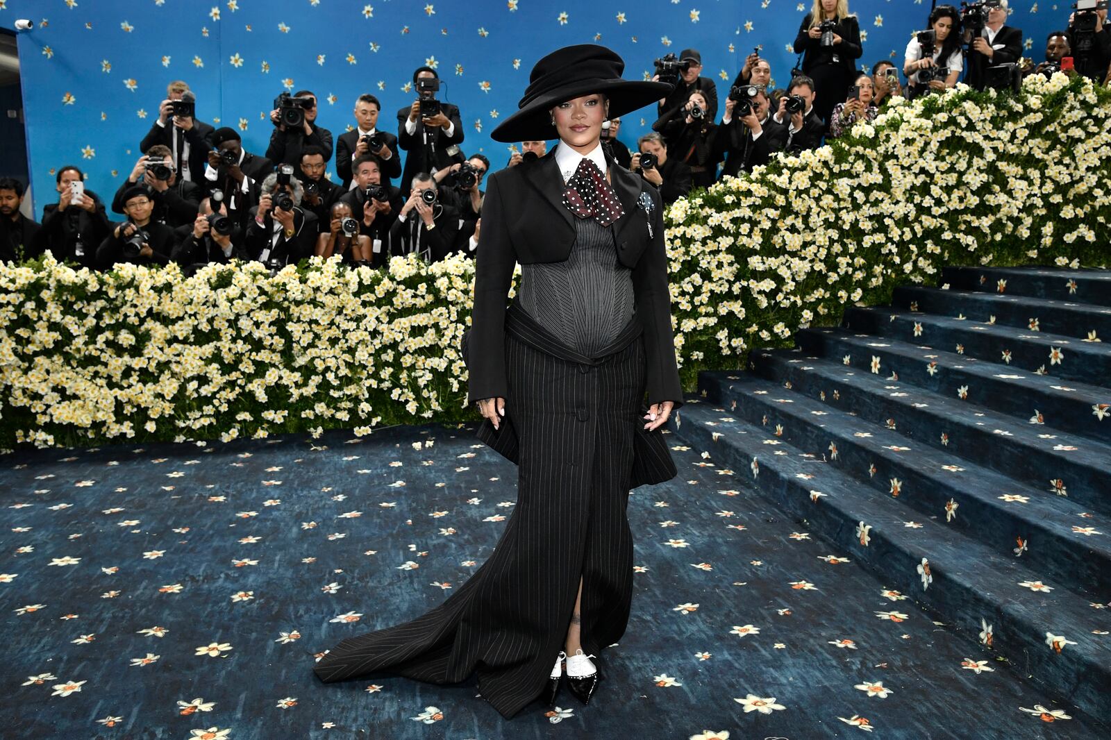 Rihanna attends The Metropolitan Museum of Art's Costume Institute benefit gala celebrating the opening of the "Superfine: Tailoring Black Style" exhibition on Monday, May 5, 2025, in New York. (Photo by Evan Agostini/Invision/AP)