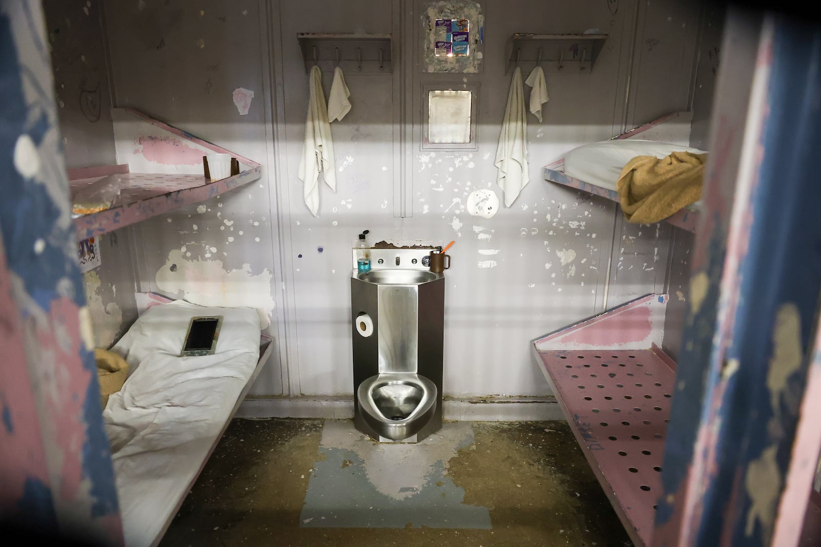 A view of cells in in the Miami County Jail, the county's maximum security facility in the safety building in downtown Troy. Each cell can fit up to four inmates. The cell pictured is used for housing female inmates. BRYANT BILLING / STAFF