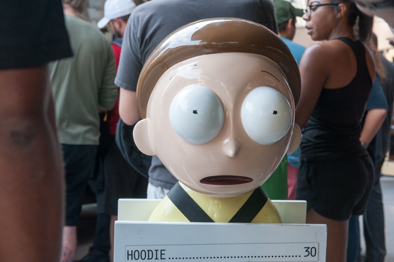 9/12/17 A statue of the character Morty is pictured during the Rickmobile's "Don't Even Trip Road Trip" stop to promote the popular Adult Swim series "Rick and Morty" at the Alamo Drafthouse on South Lamar in Austin.