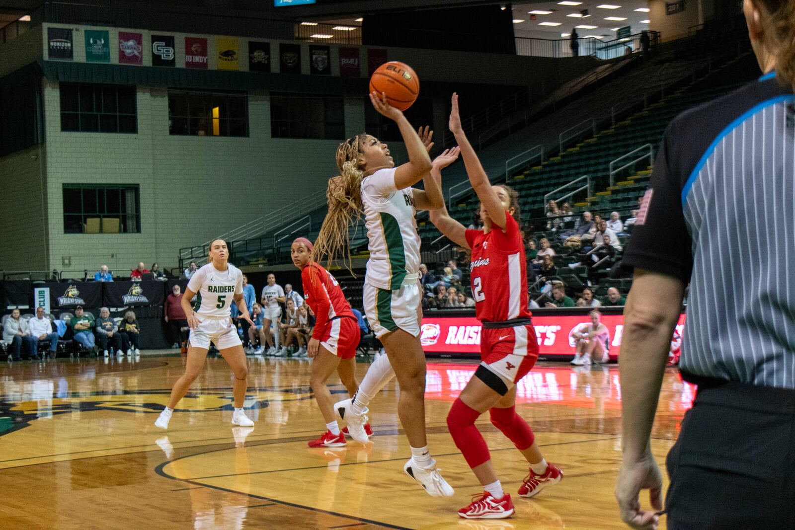 Wright State's Makiya Miller shoots against Youngstown State during Sunday's game at the Nutter Center. Wright State Athletics photo