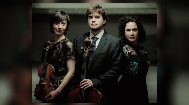 University of Dayton’s ArtsLIVE presents award-winning chamber ensemble Trio Karénine, (left to right) Charlotte Juillard, Louis Rodde and Paloma Kouider, in a Vanguard Legacy Concert in UD’s Sears Recital Hall on Sunday, Oct. 30.